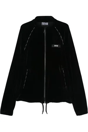 VERSACE Velours-Jacke mit Logo-Applikation