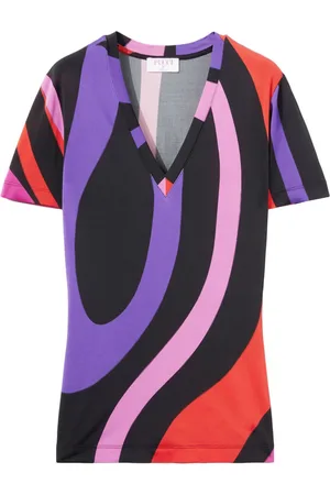 Puccini Satin-T-Shirt mit Marmo-Print