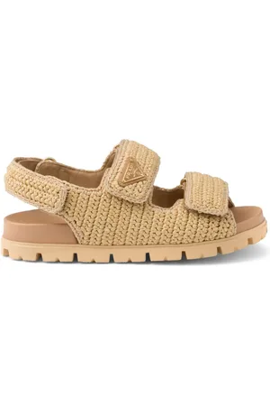 Prada Gewebte Sandalen mit Logo-Schild