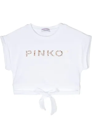 Pinko Cropped-T-Shirt mit Kristall-Logo