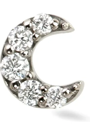 Lark & Berry 14kt mini Moon Weißgoldohrstecker mit Diamanten