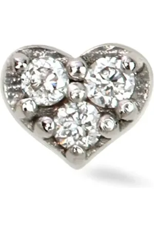 Lark & Berry 14kt mini Heart Weißgoldohrstecker mit Diamanten
