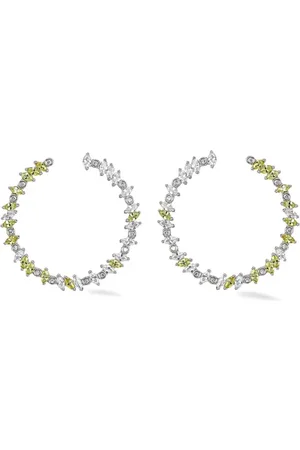 Lark & Berry Rainbow Veto Daisy Sterlingsilber-Creolen mit Saphiren und Diamanten