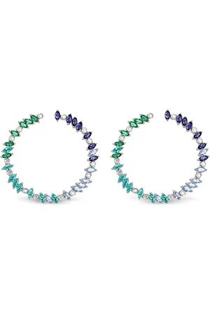 Lark & Berry Rainbow Veto Aqua Sterlingsilber-Creolen mit Schmucksteinen