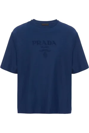 Prada T-Shirt aus Tech-Baumwolle mit Logo-Applikation