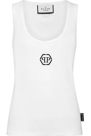 Philipp Plein Geripptes Tanktop mit Logo-Stickerei