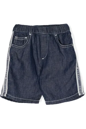 Emporio Armani Hoch sitzende Jeans-Shorts mit Logo-Streifen