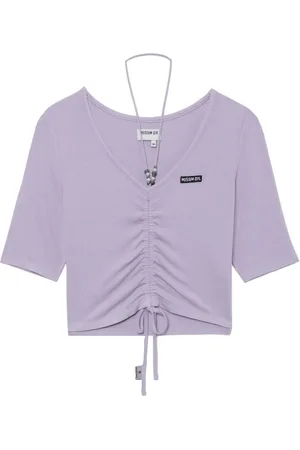 Musium Div. Gerafftes T-Shirt mit V-Ausschnitt
