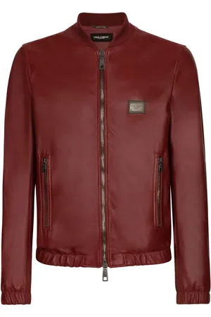 Dolce & Gabbana Lederjacke mit Logo-Applikation