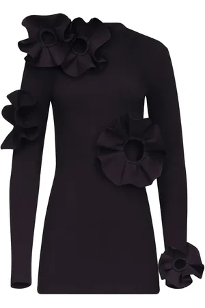 AREA Gerüschtes Minikleid mit Blumenapplikation