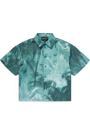 Emporio Armani Lyocell-Hemd mit Palmen-Print
