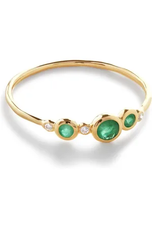 Monica Vinader 14kt Siren Gelbgoldring mit Smaragd und Diamanten