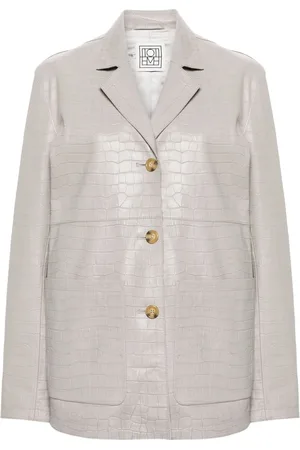 Totême Lederjacke mit Kroko-Prägung