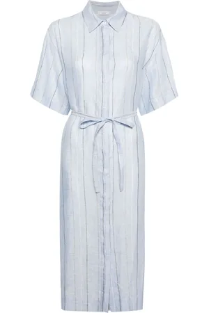 PESERICO SIGN Leinen-Hemdkleid mit Nadelstreifen