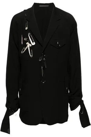 YOHJI YAMAMOTO Leinensakko mit Sicherheitsnadel-Detail