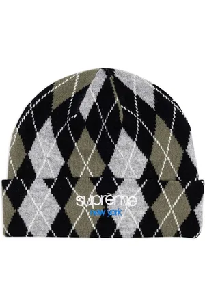 Supreme "Black" Kaschmir-Beanie mit Argyle-Check