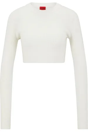 HUGO BOSS Geripptes Cropped-Stricktop