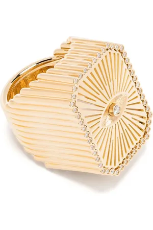 Marie Lichtenberg 18kt Eye Scap Gelbgold-Siegelring mit Diamanten