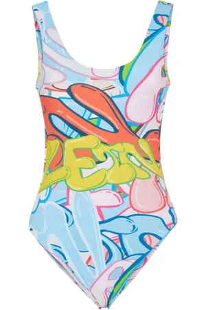 Philipp Plein Badeanzug mit Graffiti-Print