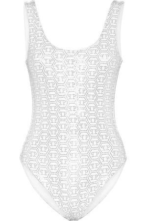 Philipp Plein Badeanzug mit Monogramm-Applikation