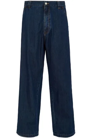 Prada Weite High-Waist-Jeans mit Emaille-Logo
