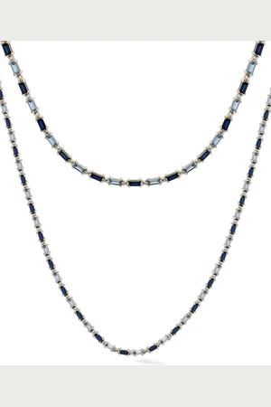 Lark & Berry Blue Dahlia Halskette aus Sterlingsilber mit Saphir