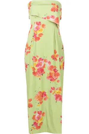 Isolda Schulterfreies Poppy Dream Kleid mit Blumen-Print