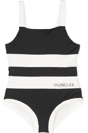 Moncler Gestreifter Badeanzug mit Logo-Print
