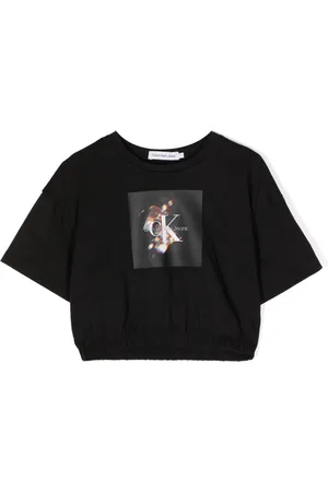 Calvin Klein Cropped-T-Shirt mit Kristall-Print