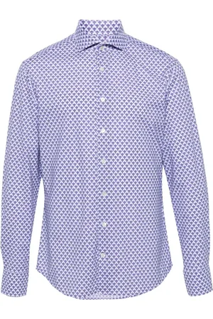 Traiano Milano Eton-Kragen-Hemd mit geometrischem Print