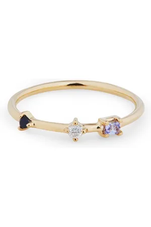 Otiumberg 9kt Three Stone Bamboo Gelbgoldring mit Diamant