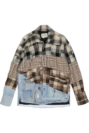 GREG LAUREN Karierte Hemdjacke im Patchwork-Look