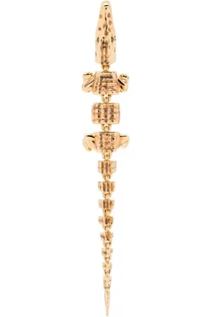 Bibi van der Velden 18kt Alligator Vertebrae Bite Gelbgoldohrring mit Tsavorit