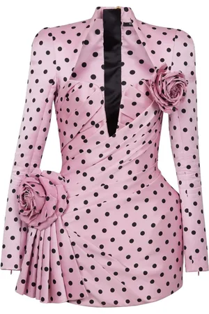 Balmain Falten-Minikleid mit Polka Dots