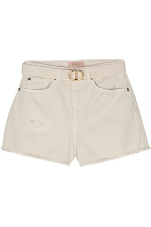 Twin-Set Ausgefranste Jeans-Shorts