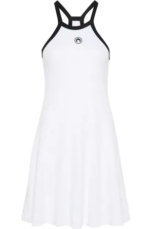 Marine Serre Kleid mit Halbmond-Stickerei