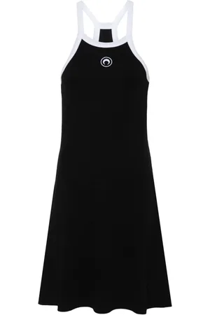 Marine Serre Kleid mit Halbmond-Stickerei