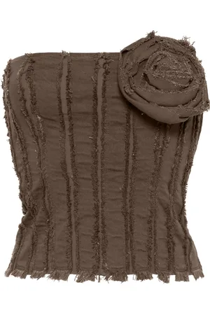 BLUMARINE ^ schulterfreies Top mit Blumenapplikation