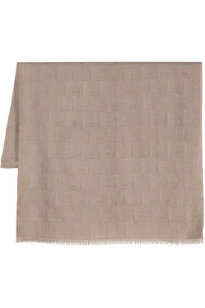 Fendi Ausgefranster Schal mit FF-Muster