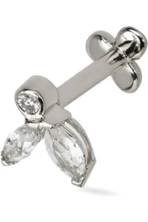 Lark & Berry 14kt Veto Weißgoldohrring mit Diamanten und Saphir