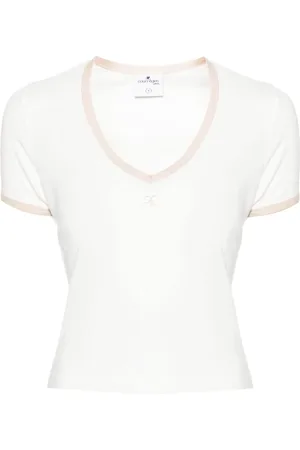 Courrèges T-Shirt mit Logo-Stickerei