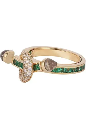 Ananya 18kt Gelbgoldring mit Smaragd und Diamanten