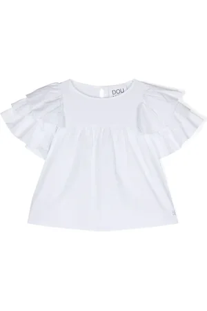 DOUUOD KIDS Bluse mit gerüschten Ärmeln
