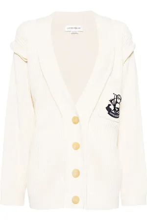 Victoria Beckham Gerippter Cardigan mit Logo-Stickerei