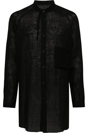YOHJI YAMAMOTO Leinenhemd mit Kontrasteinsätzen