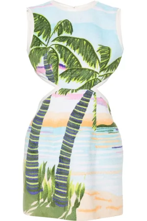 Marine Serre Minikleid mit Strand-Print