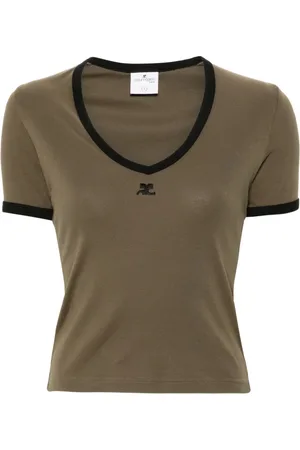 Courrèges T-Shirt mit V-Ausschnitt