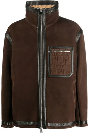 Fendi Jacke aus Shearling mit Logo-Prägung