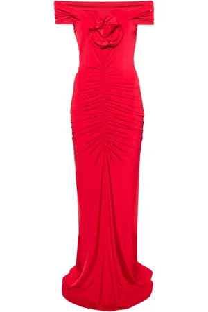 NISSA Schulterfreies Maxikleid mit Blumenapplikation