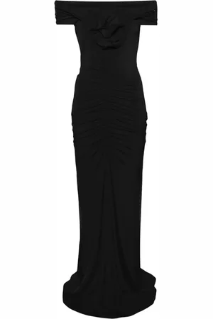 NISSA Schulterfreies Maxikleid mit Blumenapplikation